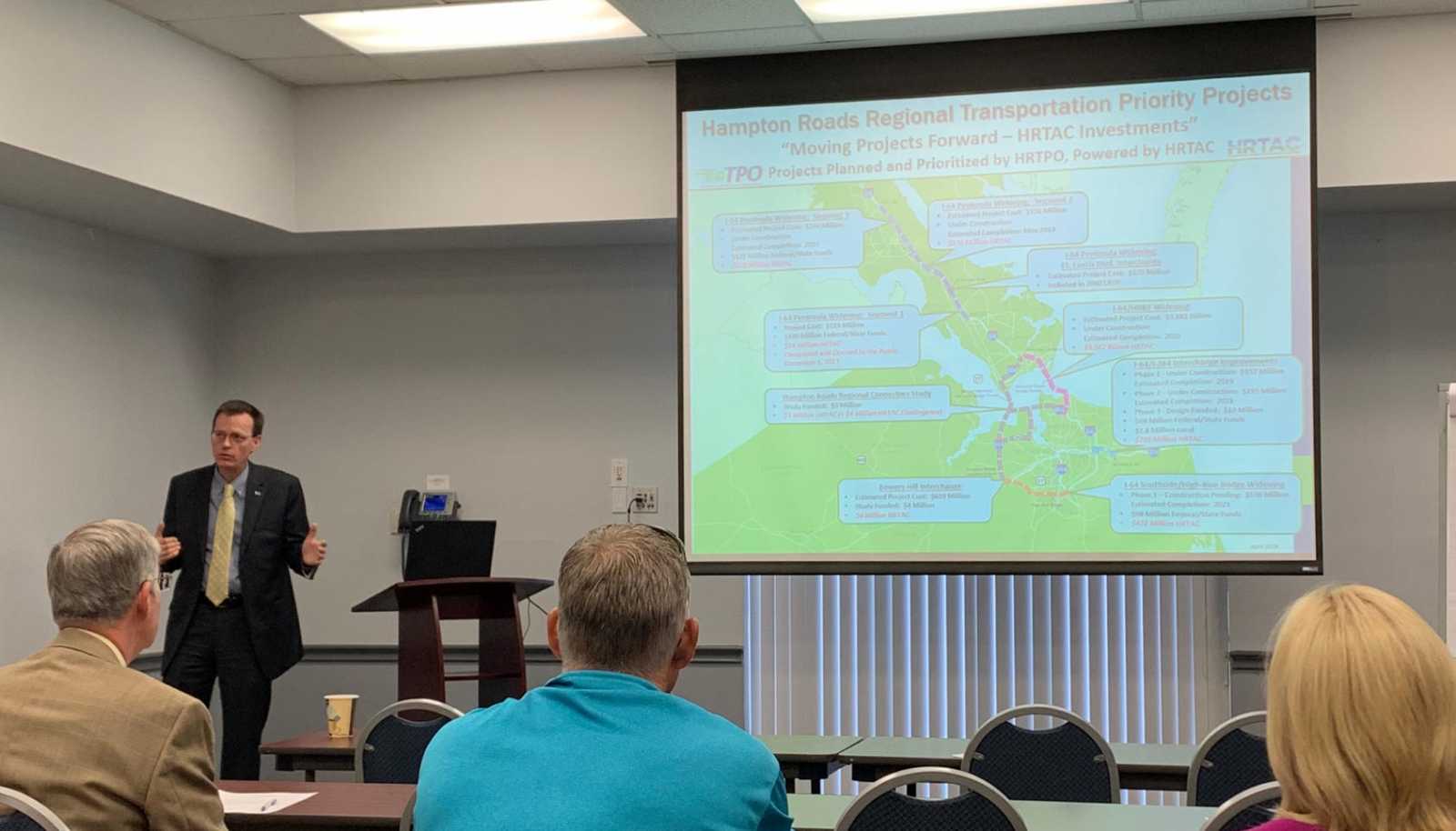 Executive Director Kevin Page Briefs the Hampton Roads Chamber of Commerce Chesapeake Division About